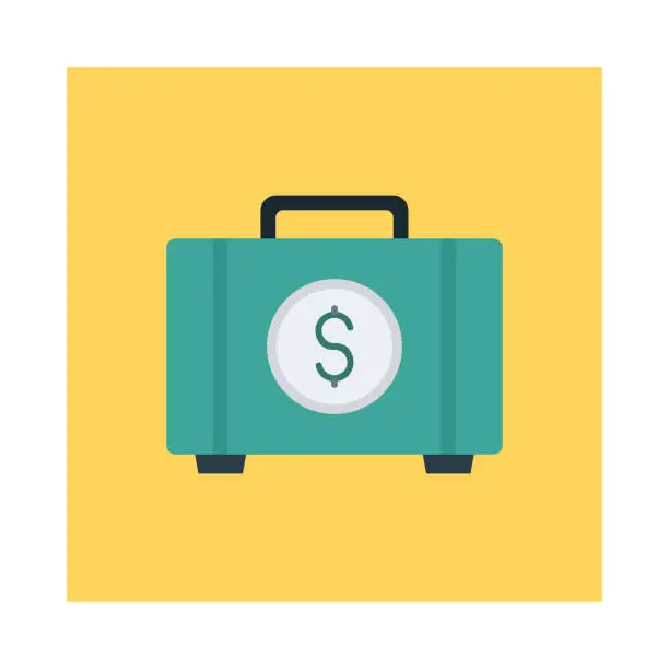 Vector illustration of briefcase   bag  money