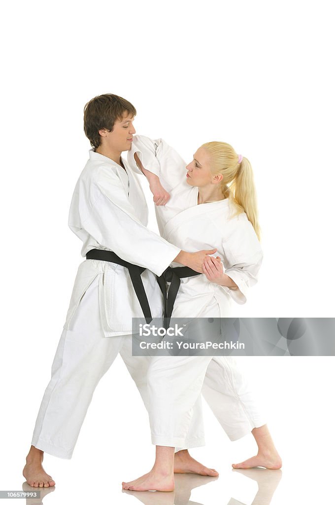 Karate praticando - Foto de stock de Fundo Branco royalty-free