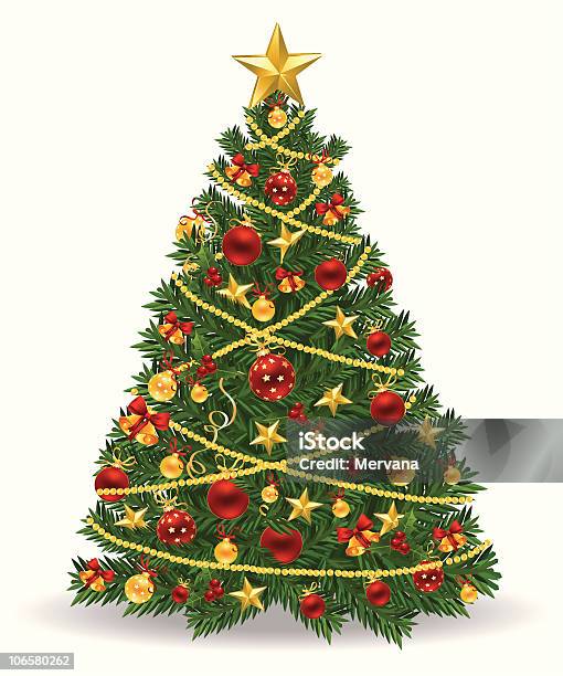Árvore De Natal - Arte vetorial de stock e mais imagens de Enfeite de Topo de Árvore - Enfeite de Topo de Árvore, Vetor, Formato de Estrela