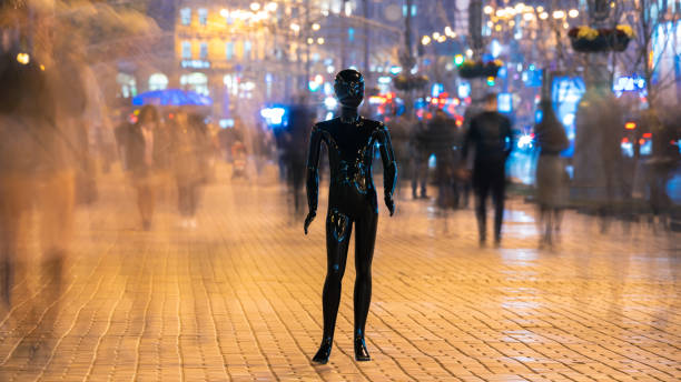 istock The dummy standing on the crowd street. evening time 1065803892