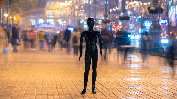 istock The mannequin standing on the crowd street. evening time 1065803942