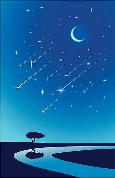 Vector illustration of meteor rain