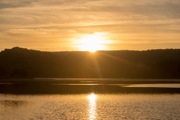 istock Sunset in the ruidera lagoons with the golden sky 1065814886