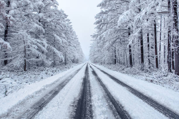 istock Frozen road, Hokkaido,Japan. 1065819416