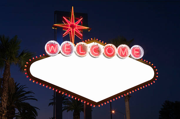 Davie, FL, USA - January 20, 2025: Seminole Hard Rock guitar hotel blue with neon laser lights