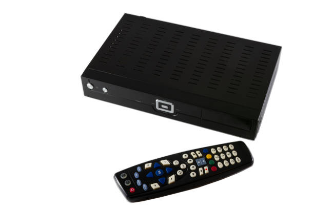istock Remote controller and Receiver for Satellite and IP TV (STB) isolated on white background 1065822184