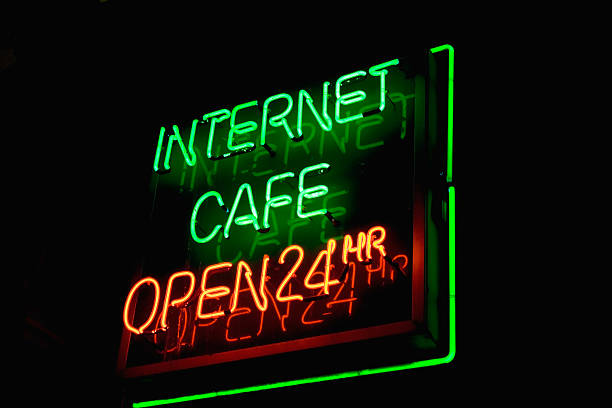 Internet Cafe Neon Sign stock photo