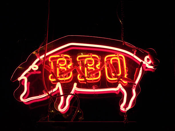 BBQ Pig Neon Sign stock photo