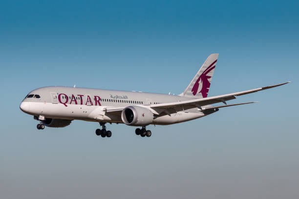 катарские авиалинии - boeing 787 air vehicle airplane стоковые фото и изображения
