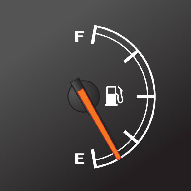 게이지-가솔린 레벨의 자동차 대시보드 장치 - fuel gauge fossil fuel fuel and power generation gauge stock illustrations