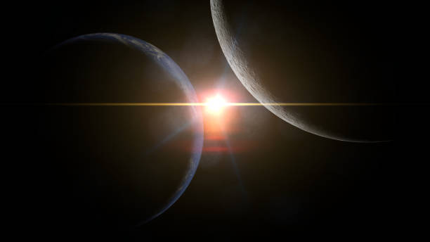 istock planet Earth and the Moon lit by the Sun 1065826934
