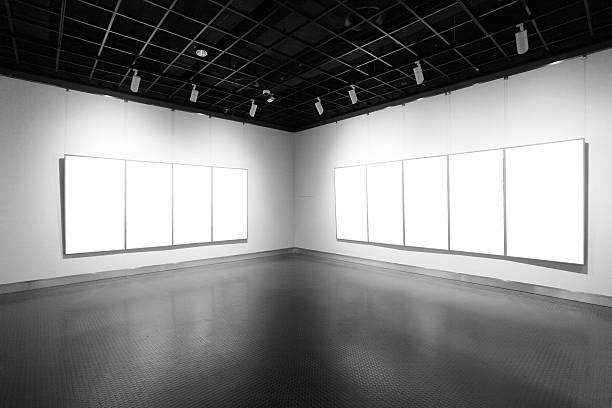 istock Art galleries with blank artwork on the walls 106582876