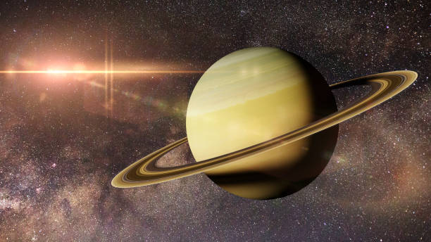 saturno, il pianeta saturno di fronte alla galassia - saturno pianeta foto e immagini stock