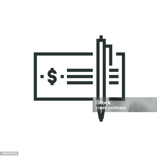 Checkbook Line Icon Stock Illustration - Download Image Now - Paycheck, Icon Symbol, Employee