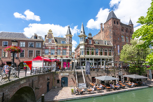 Utrecht, Netherlands - June 2018: Utrecht canals and architecture