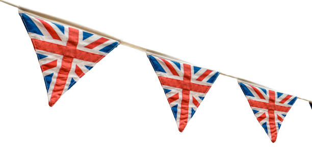 drapeau britannique bunting - british flag flag old fashioned retro revival photos et images de collection