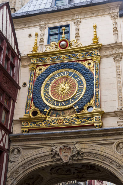 Famous old watches Gros-Horloge. Famous old watches Gros-Horloge. Rouen, Normandy, France. rue du gros horloge photos stock pictures, royalty-free photos & images