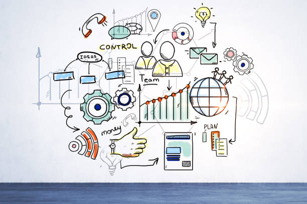istock Bright management and business strategy icons 1065858590