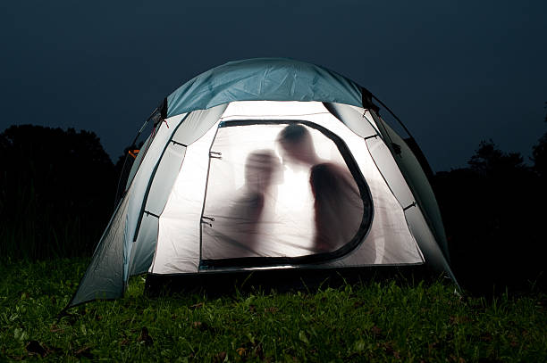 Couple in tent stock photo