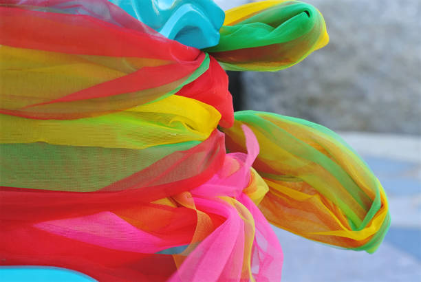 Soft Colorful Chiffon Clothes Decorated at Buddhist Temple