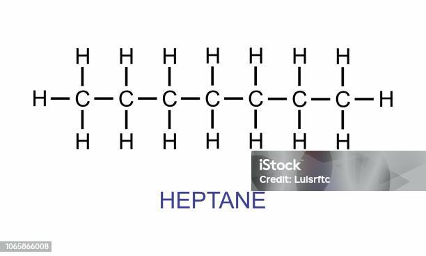 Heptane Formula Illustration Stock Illustration - Download Image Now - Atom, Black Color, Blue