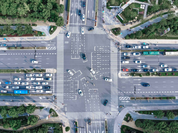 istock Bird view of traffic 1065869886