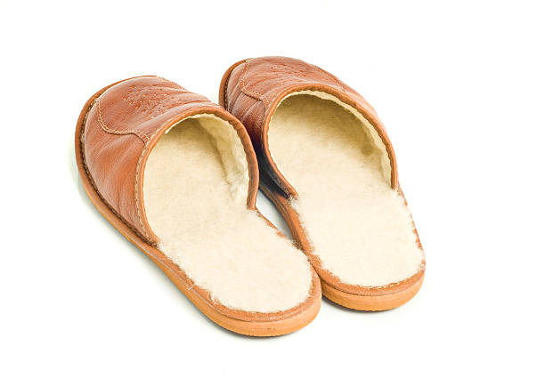 istock Mens brown leather slippers 106587356