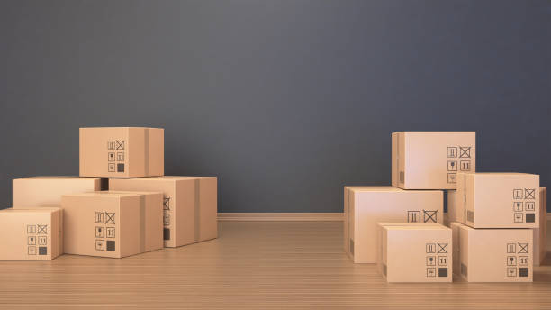 concept de boîte en carton - stock image - packaging freight transportation box moving office photos et images de collection