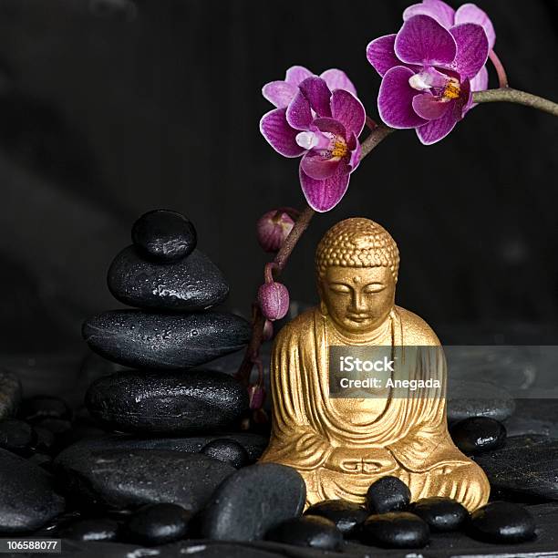 Buddha With Orchid Stock Photo - Download Image Now - Buddha, Buddhism, Color Image