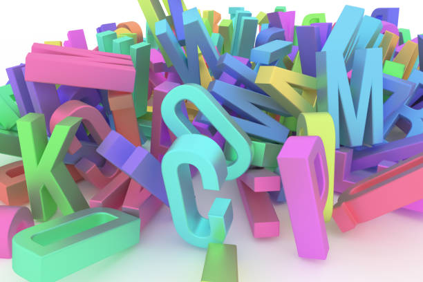 istock Background abstract CGI typography, letter of ABC, alphabet good for design. Kindergarten, communication, education & backdrop. 1065881346