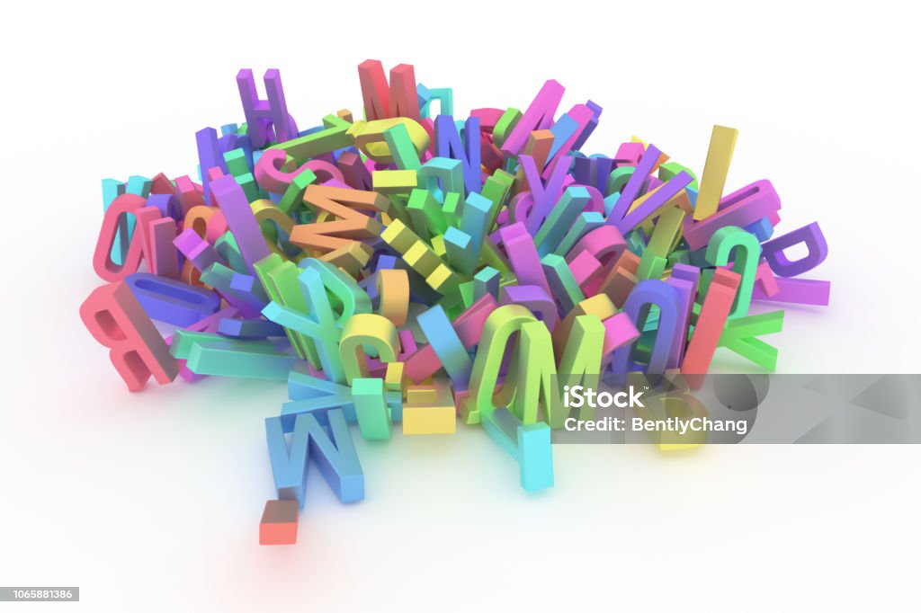 Abstract Cgi Typography Alphabet Letter Of Abc Wallpaper For Graphic Design  Word Mess Background Education Stock Photo - Download Image Now - iStock