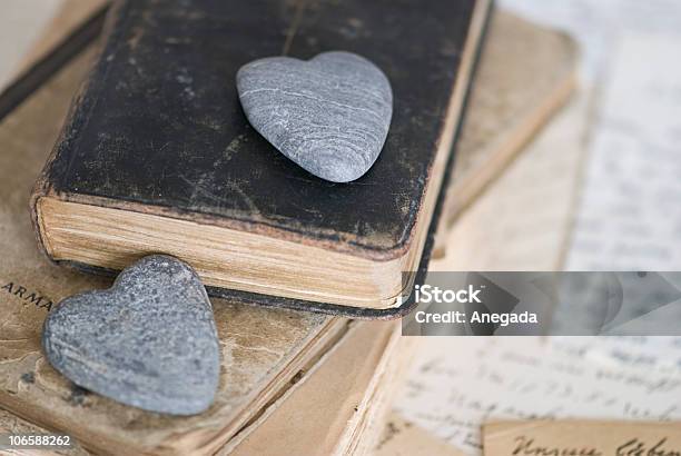 Two Stone Hearts Stock Photo - Download Image Now - Book, Color Image, Handwriting