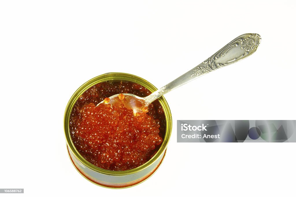 Canned caviar and spoon  Appetizer Stock Photo