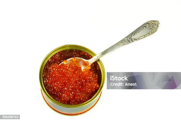 Canned Caviar And Spoon Stock Photo - Download Image Now - Appetizer, Breakfast, Can