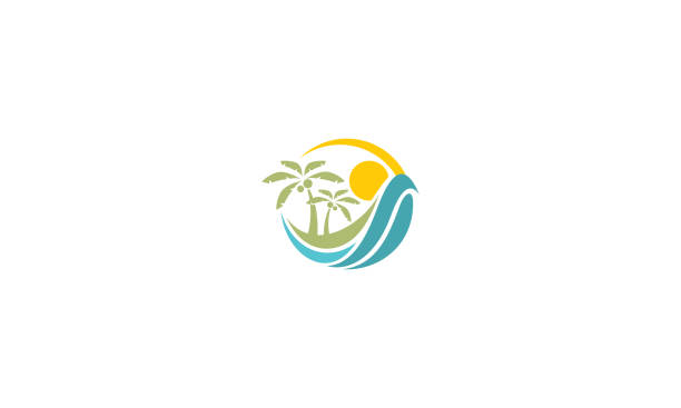 stockillustraties, clipart, cartoons en iconen met strand logo vector pictogram - tropical surf