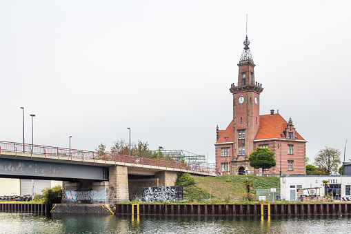 Dortmund, North Rhine Westphalia, Germany - October 19, 2018:  Old port authority (Altes Hafenamt) in Dortmund Germany.