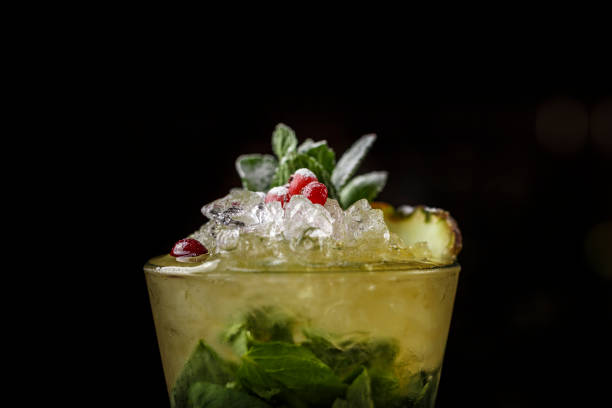 istock Mojito cocktail in a glass on a dark background. 1065889796
