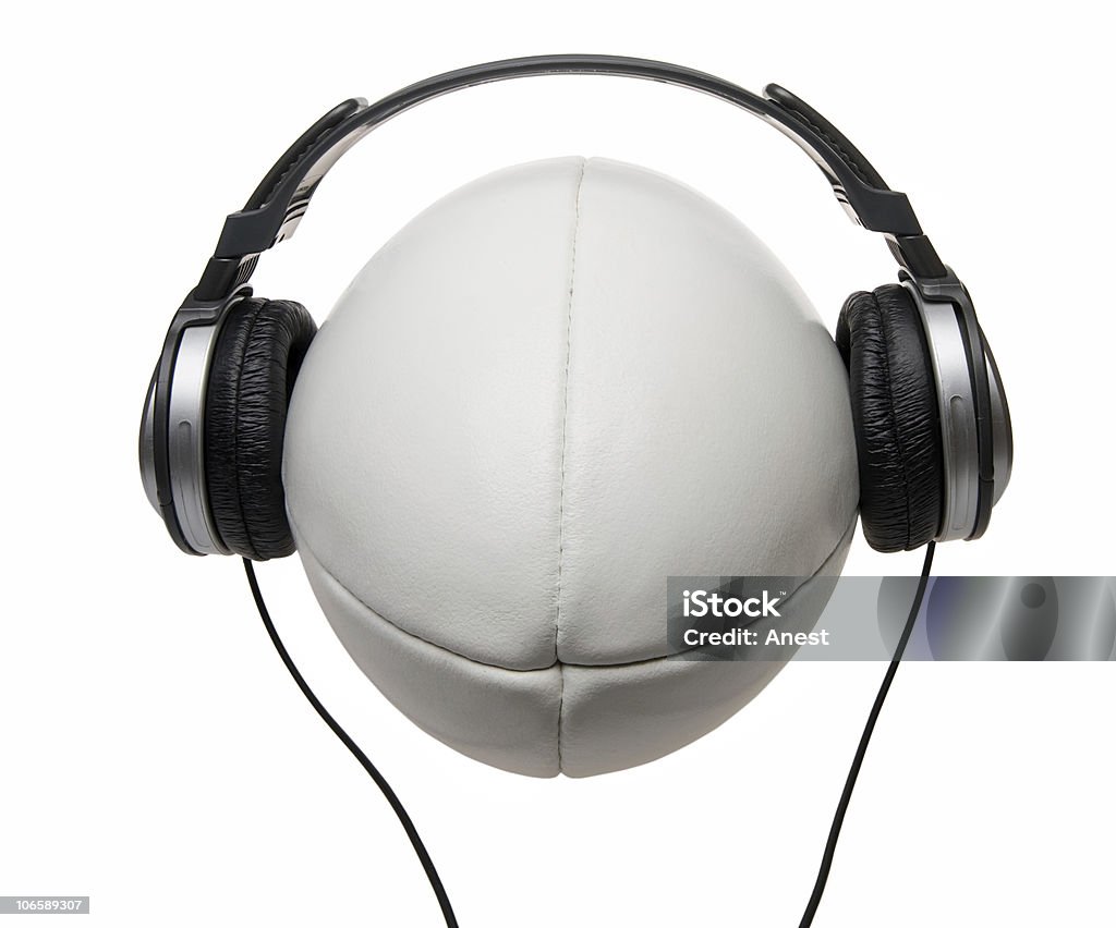 Auricolari sorridenti Pallone da rugby - Foto stock royalty-free di Accessorio personale