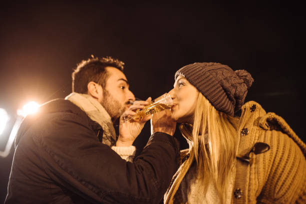 drinking champagne on the streets