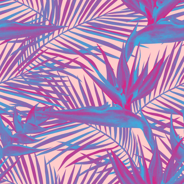 istock Watercolor tropical wildlife seamless pattern. Hand Drawn jungle nature, lemur, hibiscus flowers illustration 1065899126