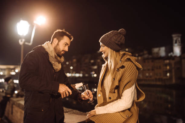 drinking champagne on the streets