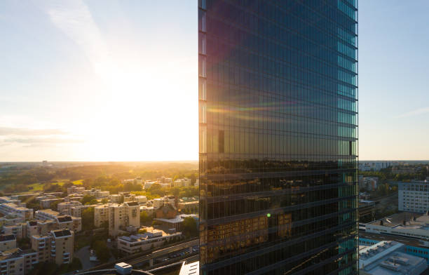 istock Bright future, finance building, reflection in windows 1065899984