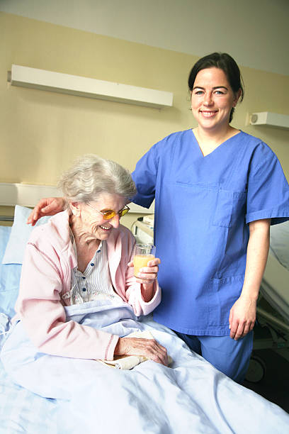 istock old woman in hospital 106590104