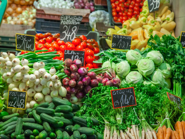 istock Sale of vegetables and fruit in bowls 1065902178