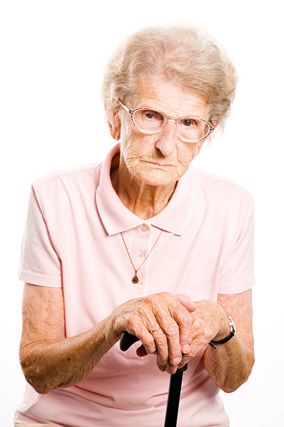 senior woman with her walking stick