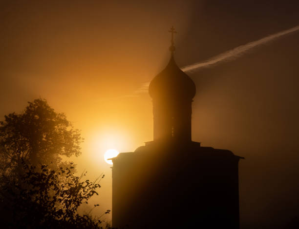 close up in morning fog, Church of the Intercession of the Holy Virgin on the Nerl River close up in morning fog, Russia vladimir russia photos stock pictures, royalty-free photos & images