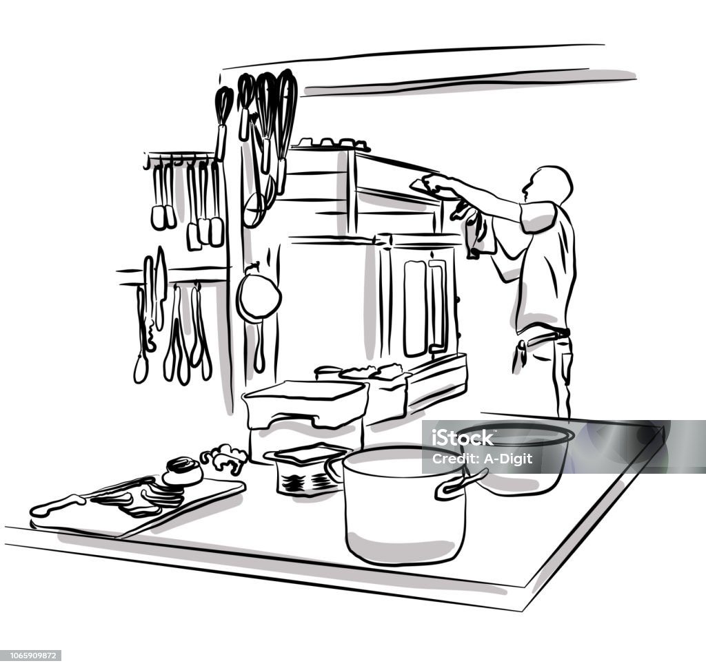 Kitchen Work Visual Professional Kitchen Work Stock Illustration - Download Image Now ...