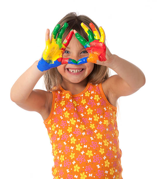 Finger Painting Girl stock photo