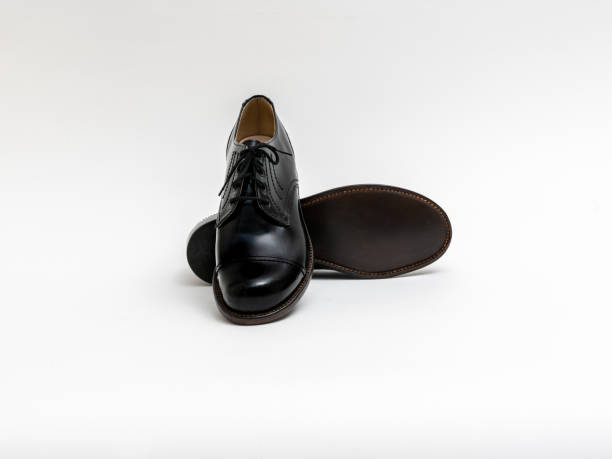 Elegant Black Leather Shoes stock photo
