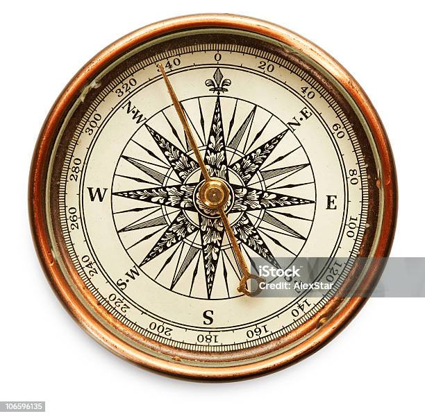 Antique Compass Stock Photo - Download Image Now - Compass Rose, Brass, Navigational Compass